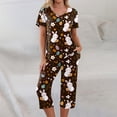thumbnail image 7 of Easter Womens Pajama Set 2026 Lounge Rabbit Printed Plus Size Short Sleeve and Capri Pants Women 2 Piece Sleepwears, 7 of 7