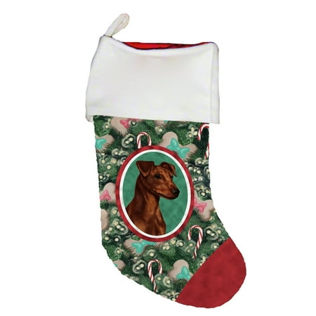 Miniature Christmas Stockings Miniature Pincsher Red Uncropped - Best of Breed Dog Breed Christmas Stocking ()