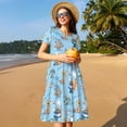thumbnail image 4 of Easygdp Cute Animals Surfers para Vestido Transpirable de Mujer, Vestido Suelto de Manga Corta con Pliegues y Bolsillos para el Verano, 4 of 6