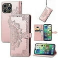 thumbnail image 2 of Pour Iphone 15 Pro Max Mandala Fleur Étui en Cuir Embossé (pour Iphone 15 Pro Max Noir), 2 of 5