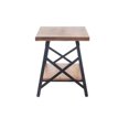 Solid Wood Top Metal Base Industrial Style End Table Living Room