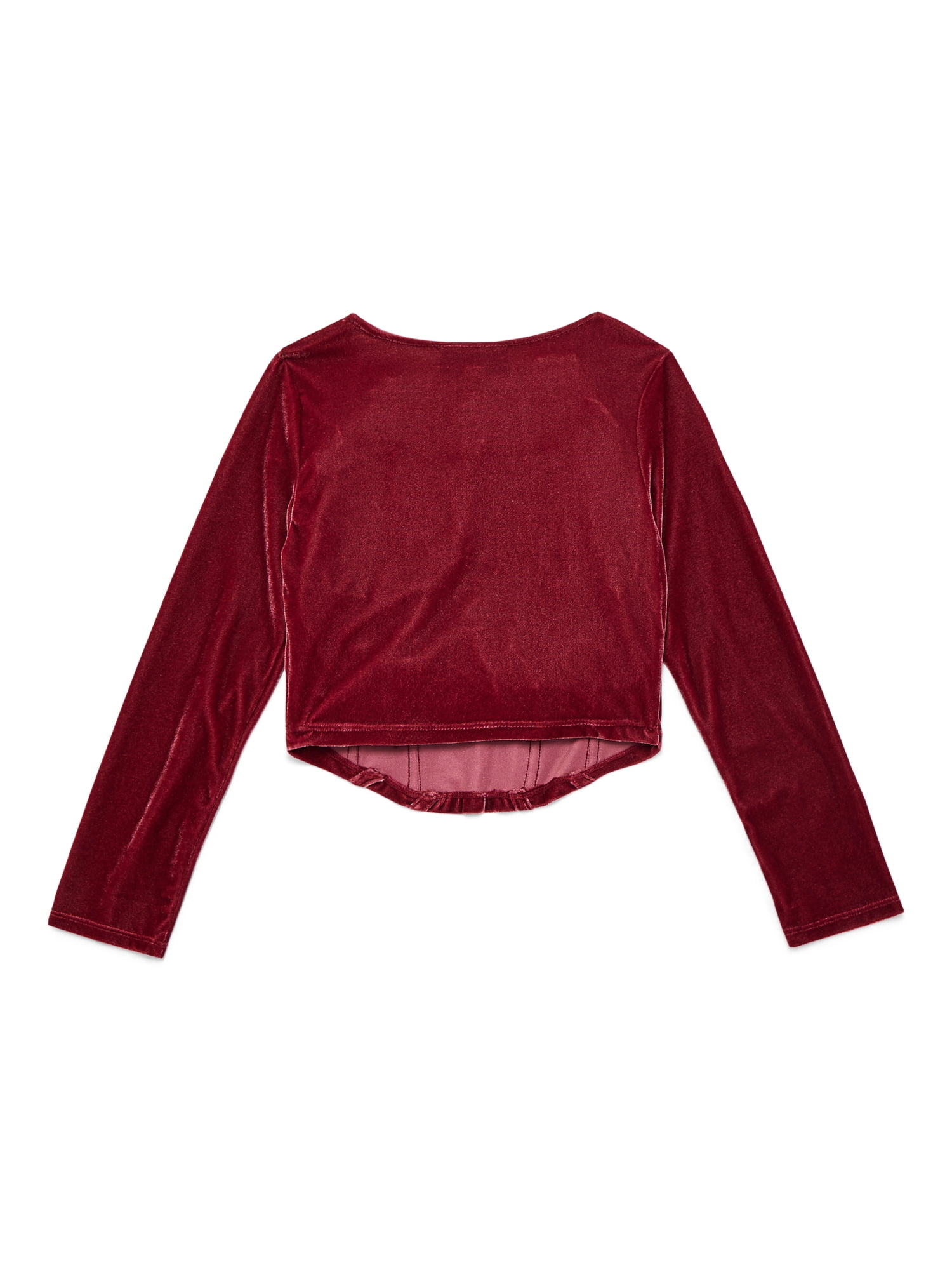 Weekend Academy Girls Velvet Corset Top with Long Sleeves, Sizes 4-18