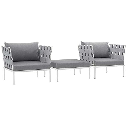 Modway Des 3 Piece Outdoor Patio Aluminum Sectional Sofa Set WL-03194-MW