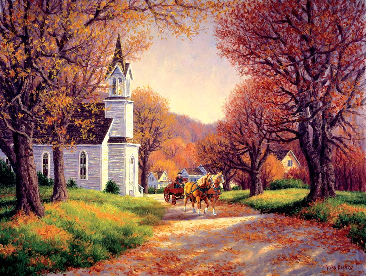 SUNSOUT INC Road by The Church 500 pc Jigsaw Puzzle