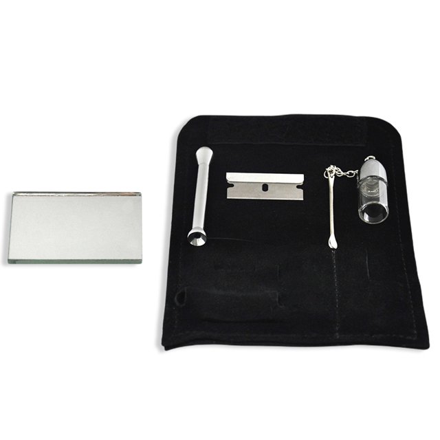 Herb Snuff Bottle Dispenser Slicer Nasal Straw Tube Kit de almacenamiento Contenedor de cuero Llevar Bolsa Set Snortal Accesorios Snuffing Negro sidaley HA011083-01