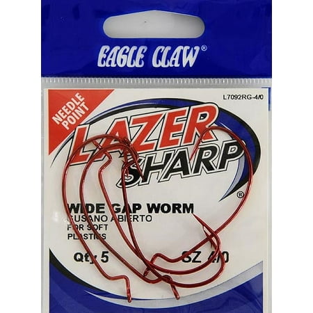 UPC: 0047708609456 | Lazer Sharp L7092RGH-4/0 Worm Extra Wide Gap Hook  Red  Size 4/0 Hook