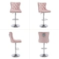 thumbnail image 6 of Velvet Bar Stools Set of 2 Modern Counter Height Bar Stools with Lion Pull Ring Tufted Back, Nailhead Upholstered Barstools for Home Kitchen Island, Swivel Adjustable Stool Chair in Pink, 6 of 9