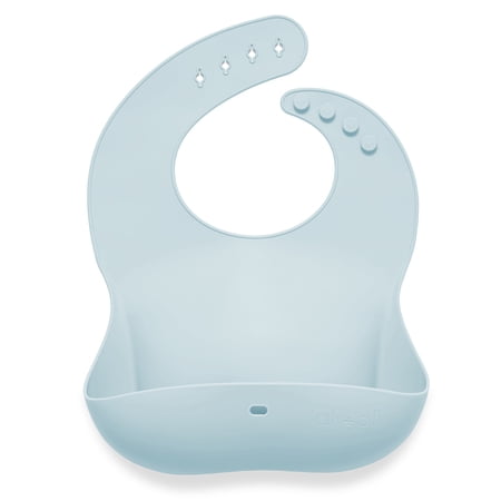 Ali+Oli Silicone Baby Bib Roll Up & Stay Closed (Sky)