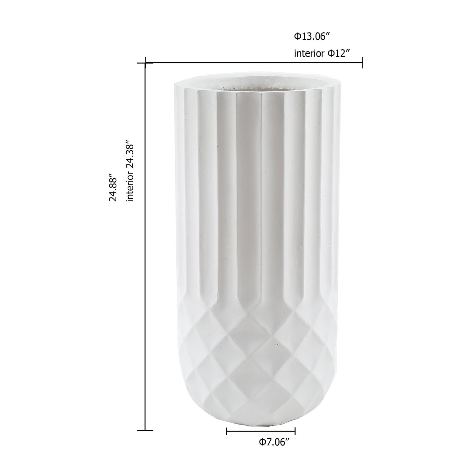 LuxenHome White 24-Inch Tall Round MgO Indoor/Outdoor Planter