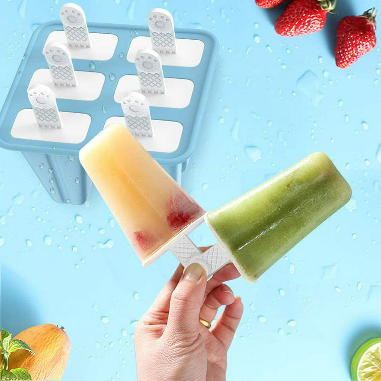 Bangp Popsicle Molds,6 Pieces Popsicles Molds Silicone BPA Free,Homemade  Popsicle Maker,Reusable Easy Release Ice Pop Molds for Kids Adults,with 50