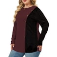 thumbnail image 2 of NISVIYA Women Winter Plus Size Fashion Button Decor Blouses Lightweight Crewneck Tops Wine Red, 2 of 6