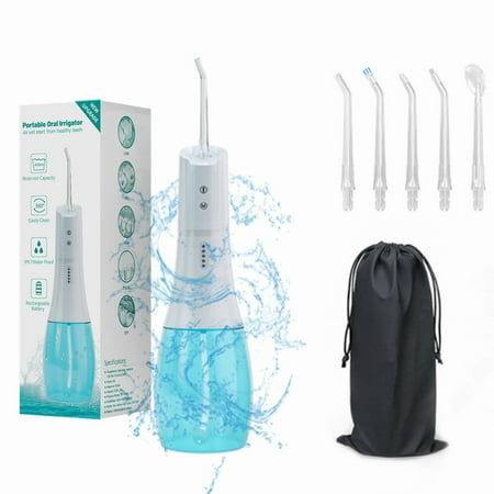Water Flosser, Water Pick Teeth Cleaner, Professional Cordless Dental Oral Irrigator, Portable, Waterproof & Rechargeable, White