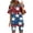 Blue, variant on Guluxicc 2 Piece Women's Plus Size Matching Sets 4th of July V Neck T Shirts Slim Legging Shorts Casual Summer Loungewear