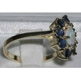 thumbnail image 3 of LBG British Made Solid 10k Yellow Gold ring with Natural Opal & Sapphire Womens Engagement Ring - 33 size options - Size 9.75, 3 of 5