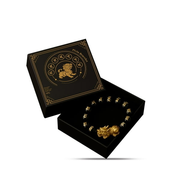 HHBEAUTY 24K Gold Plated PiXiu Dragon Bracelet Feng Shui Bracelet, Obsidian Bracelet Dragon Protection for Men Women, Meditation Prayer Beads Bracelets Meaning to Attract Wealth and Good Luck