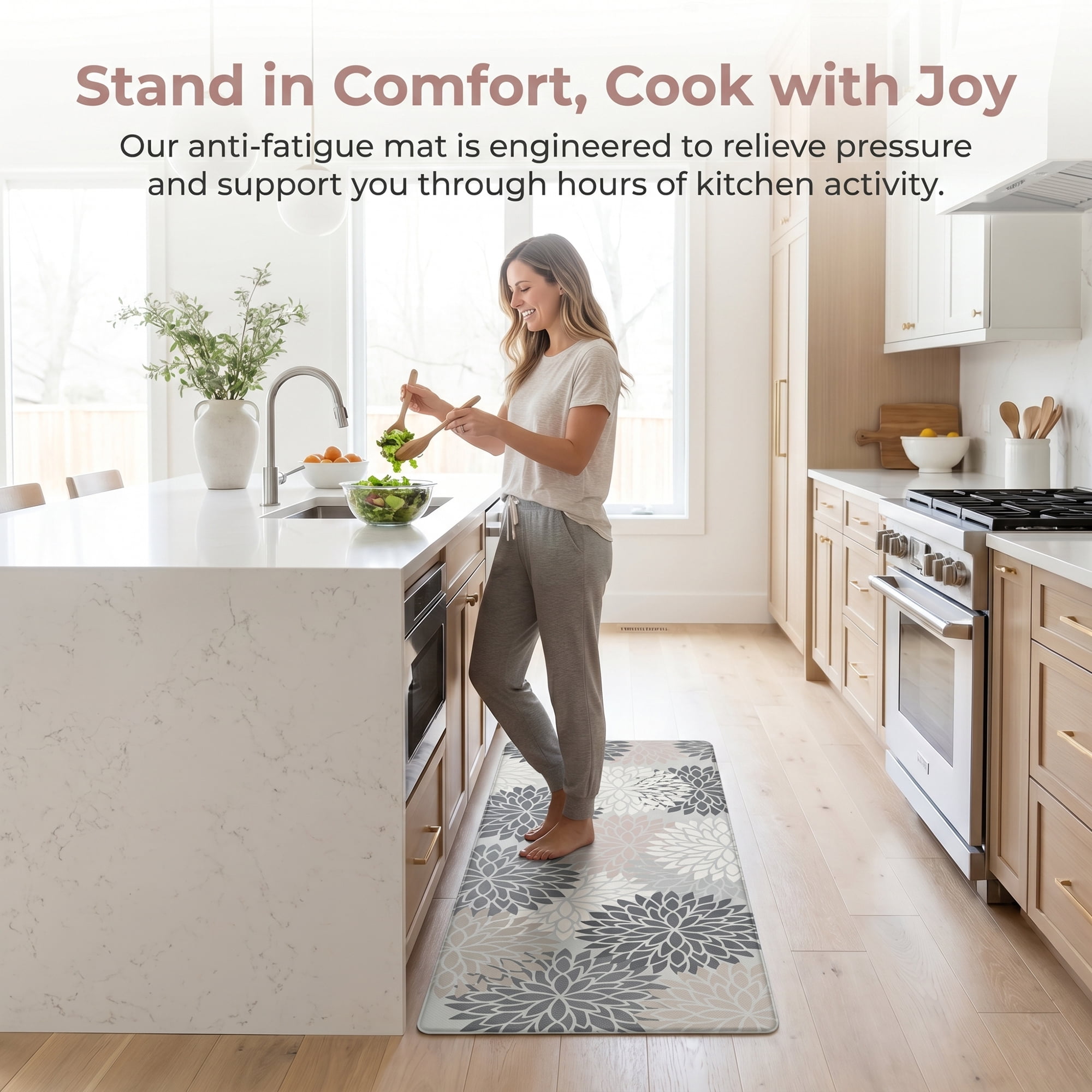 Unique Bargains Ergonomic Kitchen Mats Grey 47" x 17"