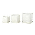 thumbnail image 6 of DecMode 7",6",5"H Wavy Ribbed White Ceramic Planter with Attached Saucer (3 Count), 6 of 9