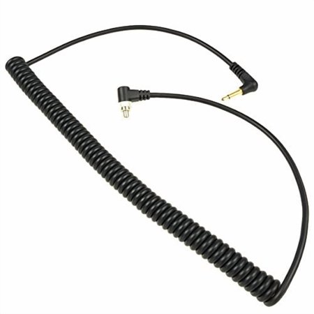 Foto&Tech 5 FT/1.5 Meter HEAVY WEIGHT LOCKING 3.5 mm to Male Flash PC Sync Coiled Cable with Screw Lock Suitable for Nikon Canon and most DSLR cameras Flash Trigger