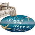 thumbnail image 2 of Summer Ocean Starfish Round Living Room Rugs 3.3 ft, Blue Gradient Wood Grain Washable Area Rug with Non-Slip Sturdy Edge Binding Round Front Door Mat Floor Carpet for Entryway, 2 of 9