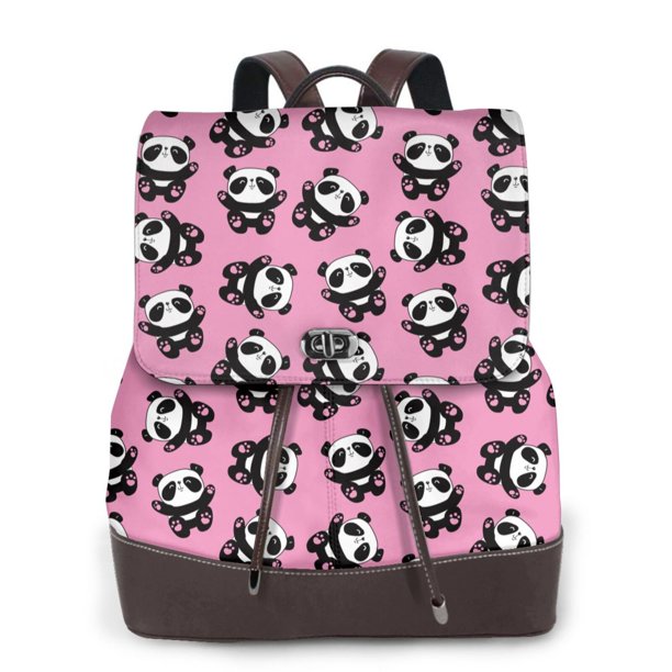 Easygdp Cute Panda Mochila de Cuero para Mujeres, Bolso de Hombro, Bolsos de Mano de Moda para Trabajo y Viajes