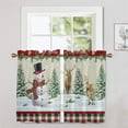 thumbnail image 1 of Innerwin Rideaux de Cuisine de Noël Poche de Tringle Panneaux Courts 1/2 Pcs Demi-Rideau Occultant Imprimé Floral de Luxe Bonhomme de Neige Imprimé D 2 Pcs-Tier Rideau : L:42 Pieds'x H:54 Pieds', 1 of 1