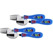 Angle View: PJ Masks - Kid Flatware Set with Fun Character Art on Both Utensils, Non Slip Fork and Spoon Set is Perfect for Encouraging Picky Kids to Finish Their Plates (2 pk, BPA-Free)