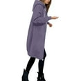 thumbnail image 3 of Gyexs Long Sleeve Hoodies for Women Mid Length Solid Fleece Sweater Lightweight Zip Up Sweatshirts with Pockets, Light Purple, Size M, 3 of 9
