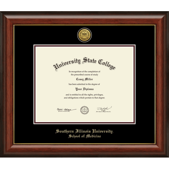 Southern Illinois University Carbondale School of Medicine Diploma Frame, Document Size 11" x 8.5"
