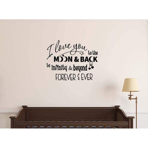 I Love You to The Moon and Back to Infinity and Beyond 23 X 18 Nursery Child Wall Art Sticker Corinthians Decal Decor Motivational Inspirational Sticker Lettering