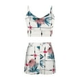 thumbnail image 4 of Babysbule Women Shorts Womens Fashion Leaf And Stripe Printed Sling Short Two-Piece Suit And Pocket, 4 of 9