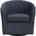 thumbnail image 2 of Fox Hill Trading Traditional Fabric Curved Arm Swivel Tub Chair in Dark Blue, 2 of 4