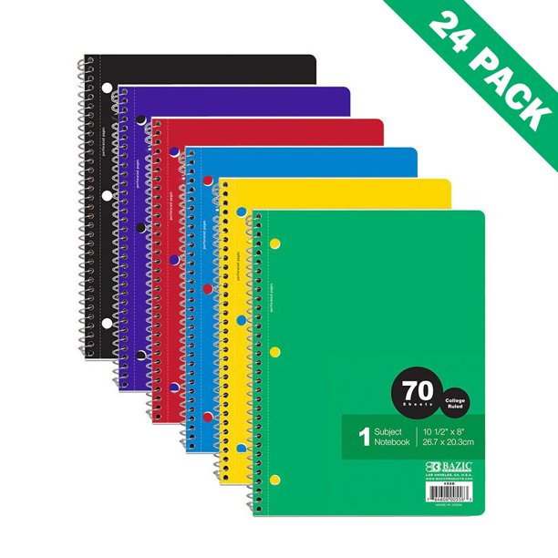 Subject Spiral Notebook, Case Of 24 1subject Spiral Notebooks Ruled