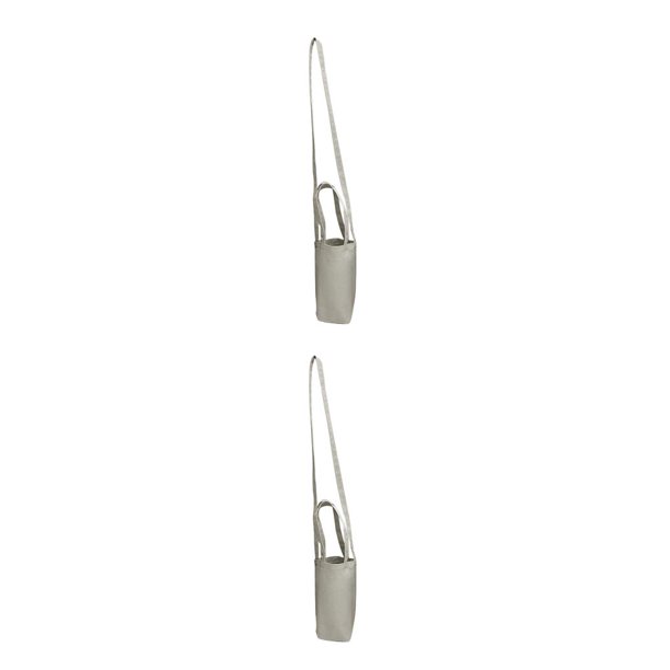 Kearding Bolsa de lona para botella de agua, portavasos de café portátil, bolsa de transporte informal, compras, camping, vacaciones, gris Gris claro 2Conjunto