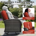 thumbnail image 5 of 3 Piece Patio Furniture Set, 2 Outdoor Swivel Rocking Chairs with Side Table, Thick Cushions Wicker Glider Chairs, All-Weather Gray Rattan Bistro Set for Porch, Deck, Pool (Red), 5 of 10