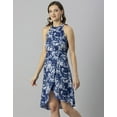 thumbnail image 3 of Moomaya Womens Printed Vacation Dress, Knee Length Side Slit Midi Dress, 3 of 8