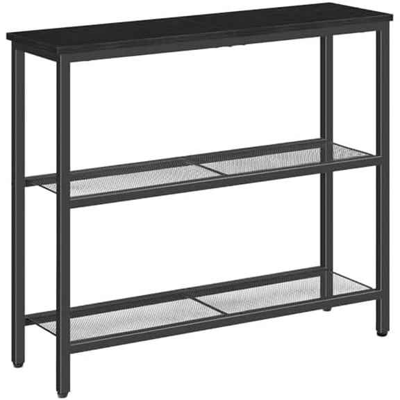 29.5" Narrow Console Table, 3-Tier Entryway Table, Thin Sofa Table with Shelves, Side Table, Display Table, for Hallway, Entrance, Living Room, Bedroom, Black BB73XG01