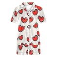 thumbnail image 5 of Pajamas for Women Valentine's Day Gift for Her Love Printed Lapel Pocket Short Sleeved Top+Shorts Pajama Sets Red, 5 of 5