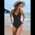 thumbnail image 7 of Women'S One Piece Swimsuit Deep V Neck Tummy Control Bathing Suit Double Straps Crisscross Swimwear Black XL, 7 of 7