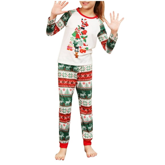 Lolmot Boys Girls Christmas Fashion Cute Fawn Snow Print Top Pants Suit Family Parent-child Wear Kid