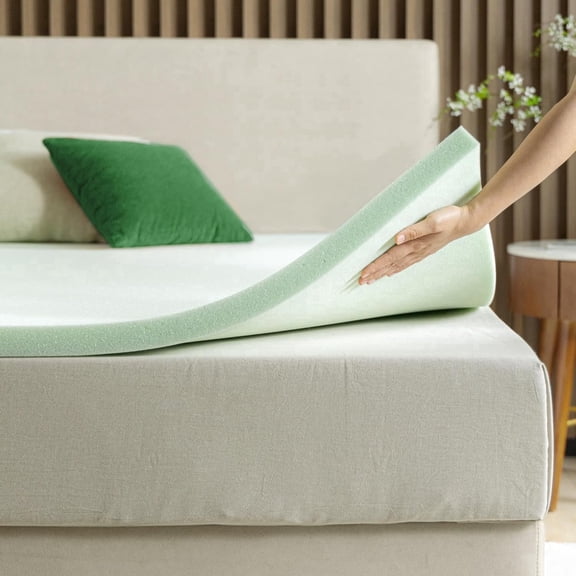 Zinus Green Tea Memory Foam Mattress Topper, 2 inch, Pressure-Relieving, Back Pain Relief, Queen