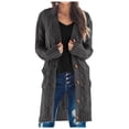 thumbnail image 1 of Gubotare Long Sleeve Cable Knit Long Cardigan for Women 2025 Fall Winter Chunky Open Front Button Sweaters with Pockets (Dark Gray,L), 1 of 5