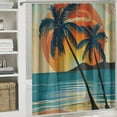 thumbnail image 6 of Orinice Summer Boho Palm Tree Shower Curtain, Abstract Mid Century Retro Modern Hawaiian Tropical Beach Sunset Bathroom Decor Set, Waterproof Fabric Polyester Bath Curtain with 12 Hooks  69x72, 6 of 7