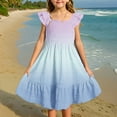 thumbnail image 2 of Mevxay Summer Girl's Dresses Gradient Square Neck Pleated Short Sleeveless Mini Sundresses for 4-17 Years Multicolor, 2 of 7