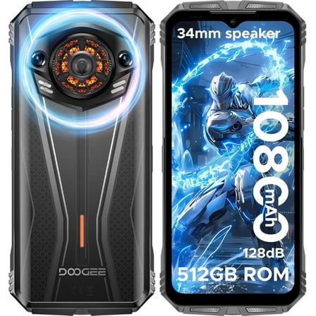 DOOGEE S Punk Pro(2025) Rugged Phone,20GB 512GB Android 14 Rugged Cell Phone with 128dB Loudest Speaker,6.6 FHD  IPS 90Hz,10800mAh Rugged Smartphone,50MP AI Camera,Waterproof Phone,Face Unlock/NFC