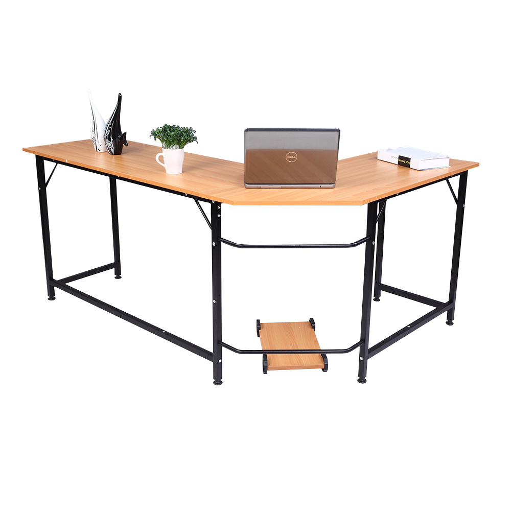 Computer Desk on Clearance, L Shaped Modern Wooden Computer Desk with