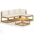 thumbnail image 2 of vidaXL 5 Piece Garden Lounge Set with Cushion Cream Solid Acacia Wood, 2 of 12