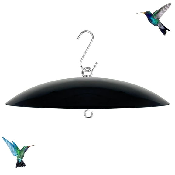 13 Inch Bird Feeder Rain Guard, Hummingbird Feeder Shade Cover with Squirrel Baffle, Hanging Dome Protector for Outdoor Pole or Tree, Black