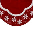 thumbnail image 3 of Northlight 48-Inch Velvet Red and White Snowflake Scallop Christmas Tree Skirt, 3 of 3