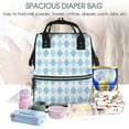 thumbnail image 4 of Yiaed Blue and White Squares Print Multi-Function Travel Backpack Nappy Bags, Nursing Bag, Fashion Mummy, Roomy Waterproof for Baby Care, Stylish and Durable, 4 of 5