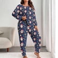 thumbnail image 2 of Hueook Plus Size Woman Christmas Pajamas Set Women's Plus Size Fashionable Print Long Sleeved Pants Casual Home Suit Set Black 4X, 2 of 6